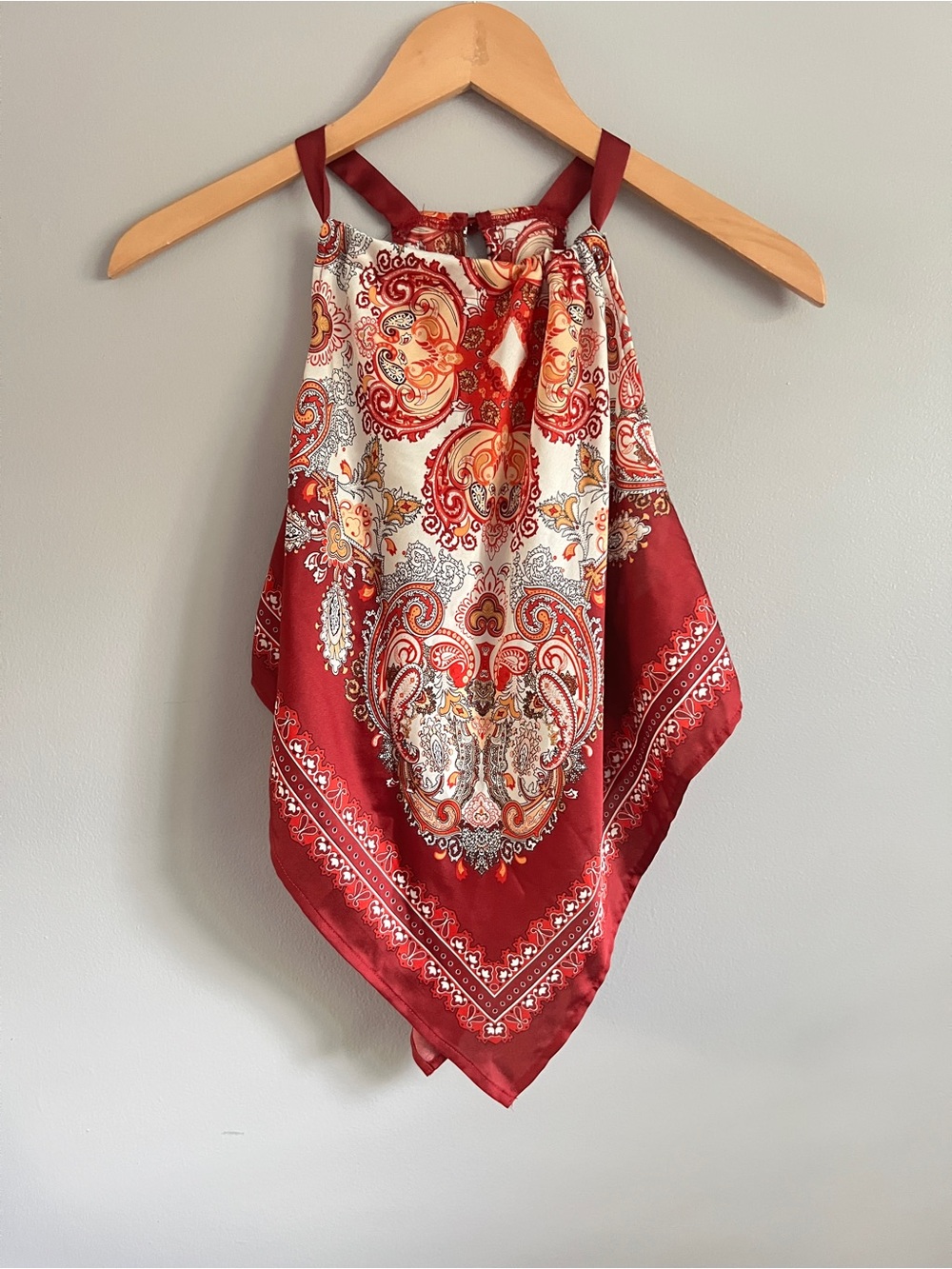 SHEIN Burgundy Paisley Halter Top